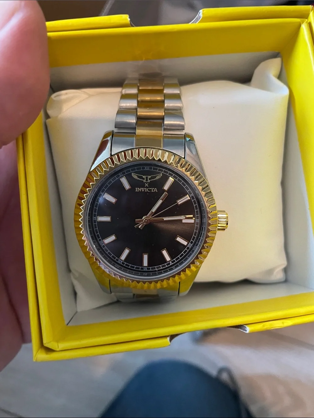 Invicta Two-Tone Gold and Silver Black Dial Men's Watch